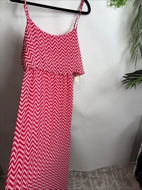 My Michelle Pink and White Chevron Maxi
